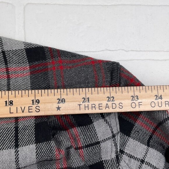 Duluth Shirt Mens XLarge Tall Gray Red Plaid Flannel Heavy Burleyweight Work - Picture 9 of 11